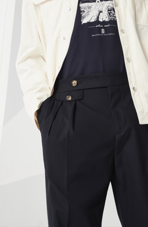 Brunello Cucinelli Cotton Twill Trousers In Navy Blue