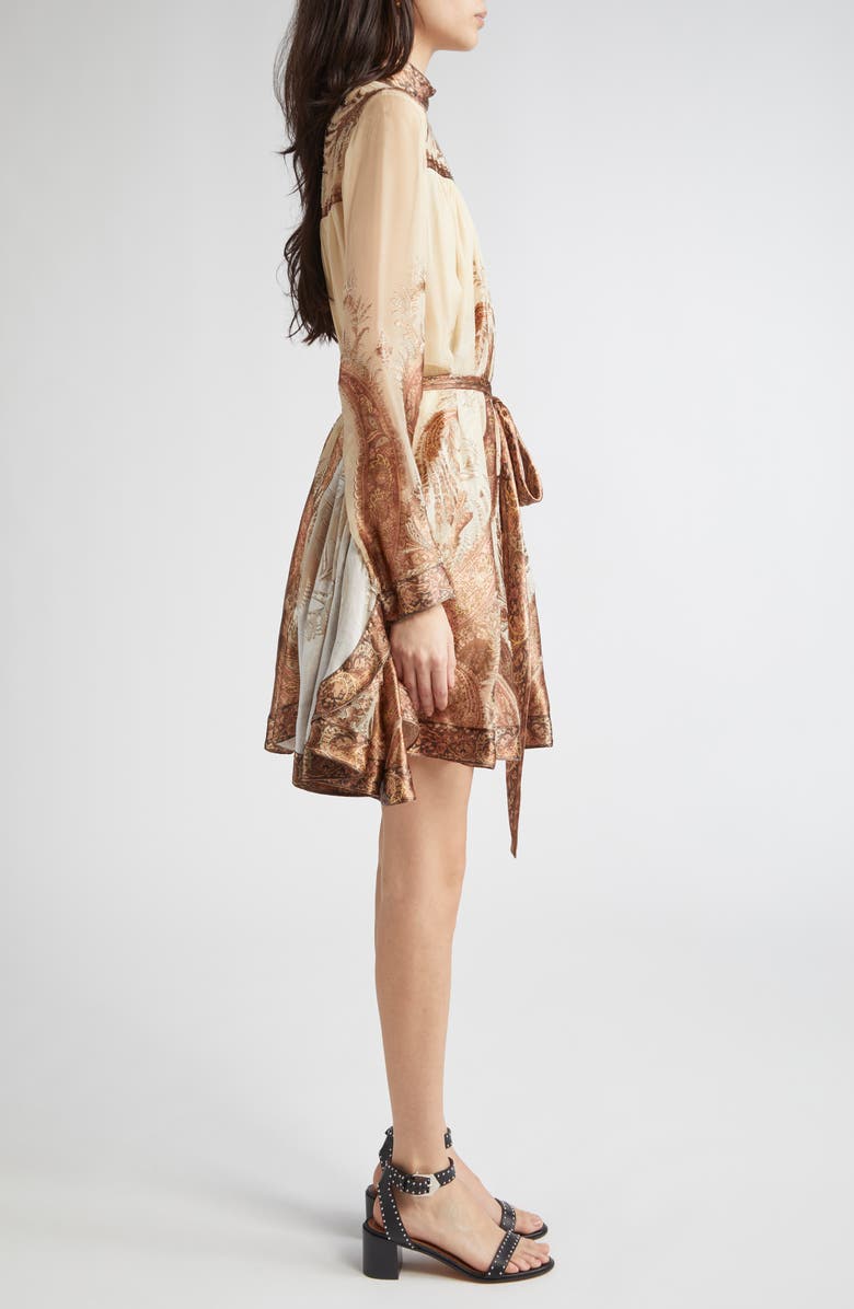 Zimmermann Hypnotic Paisley Print Batwing Sleeve Minidress, Alternate, color, Cream Paisley