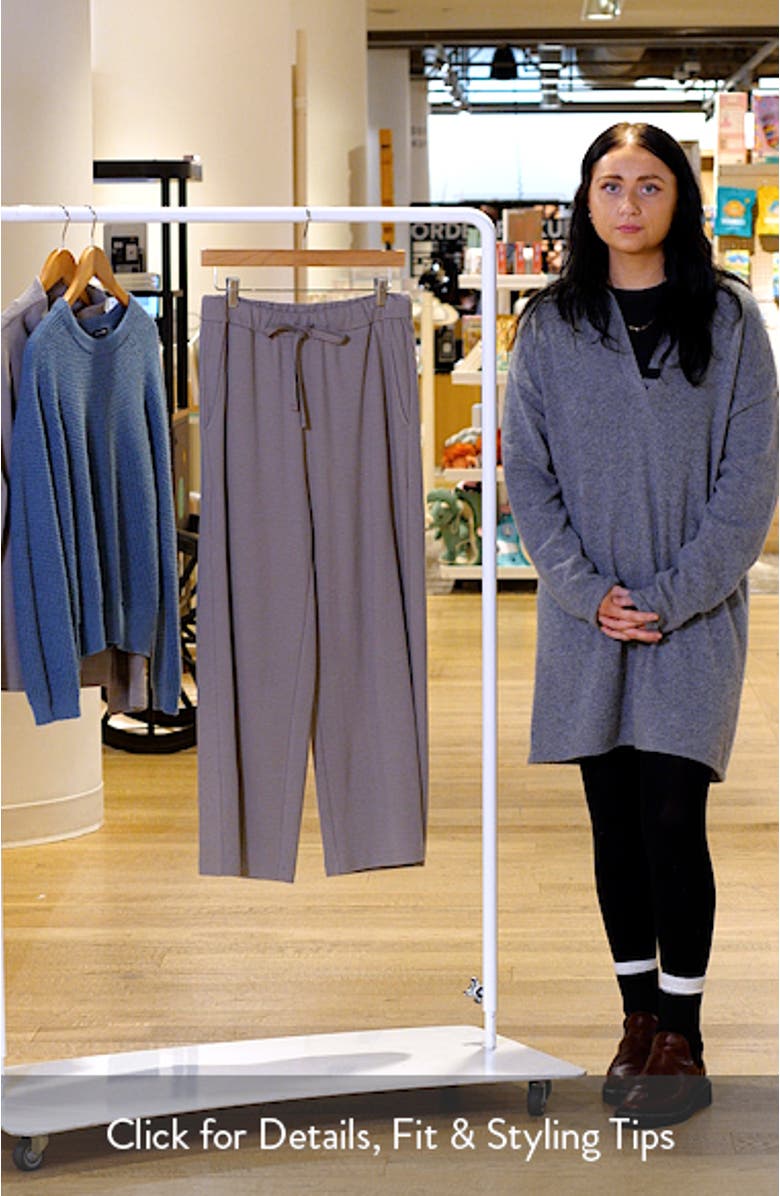 Organic Cotton Blend Ankle Wide Leg Drawstring Pants, sales video thumbnail