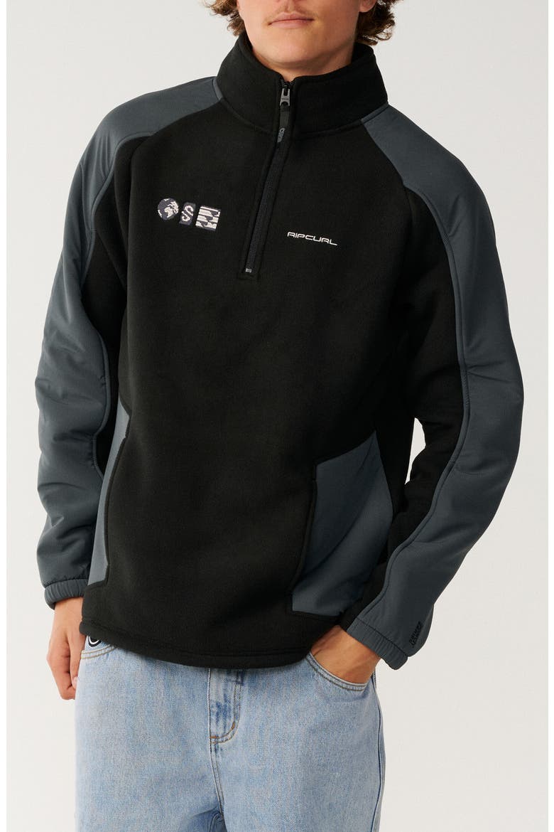 S-Series Zip Thru Crew Quarter Zip Pullover, Main, color, BLACK