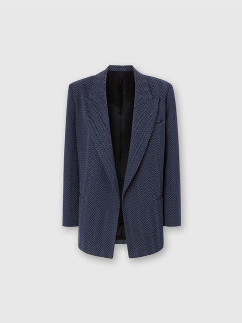 Single-breasted Blazer With Zigzag Pattern