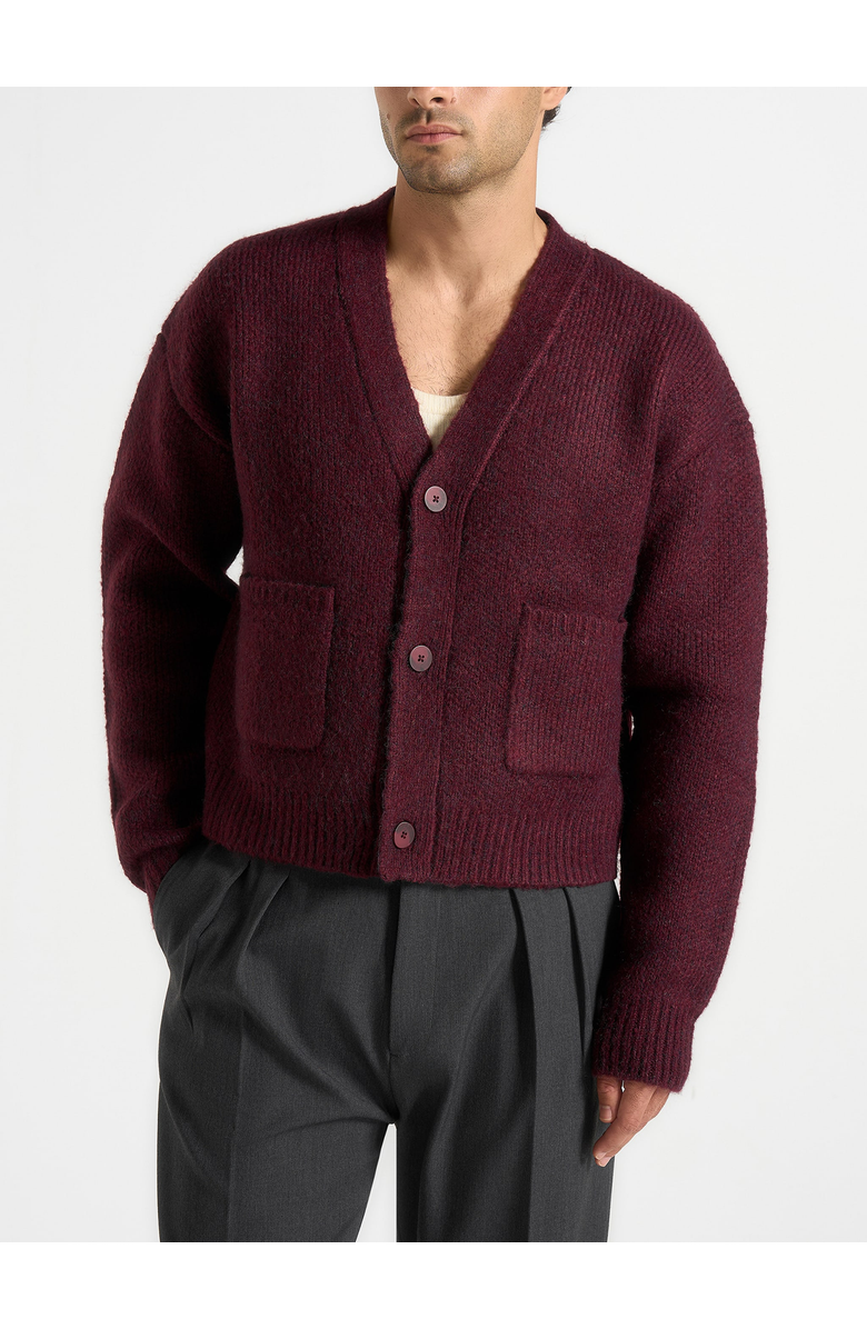 Manière De Voir Charlie Unisex Knitted Cardigan, Main, color, Wine Red