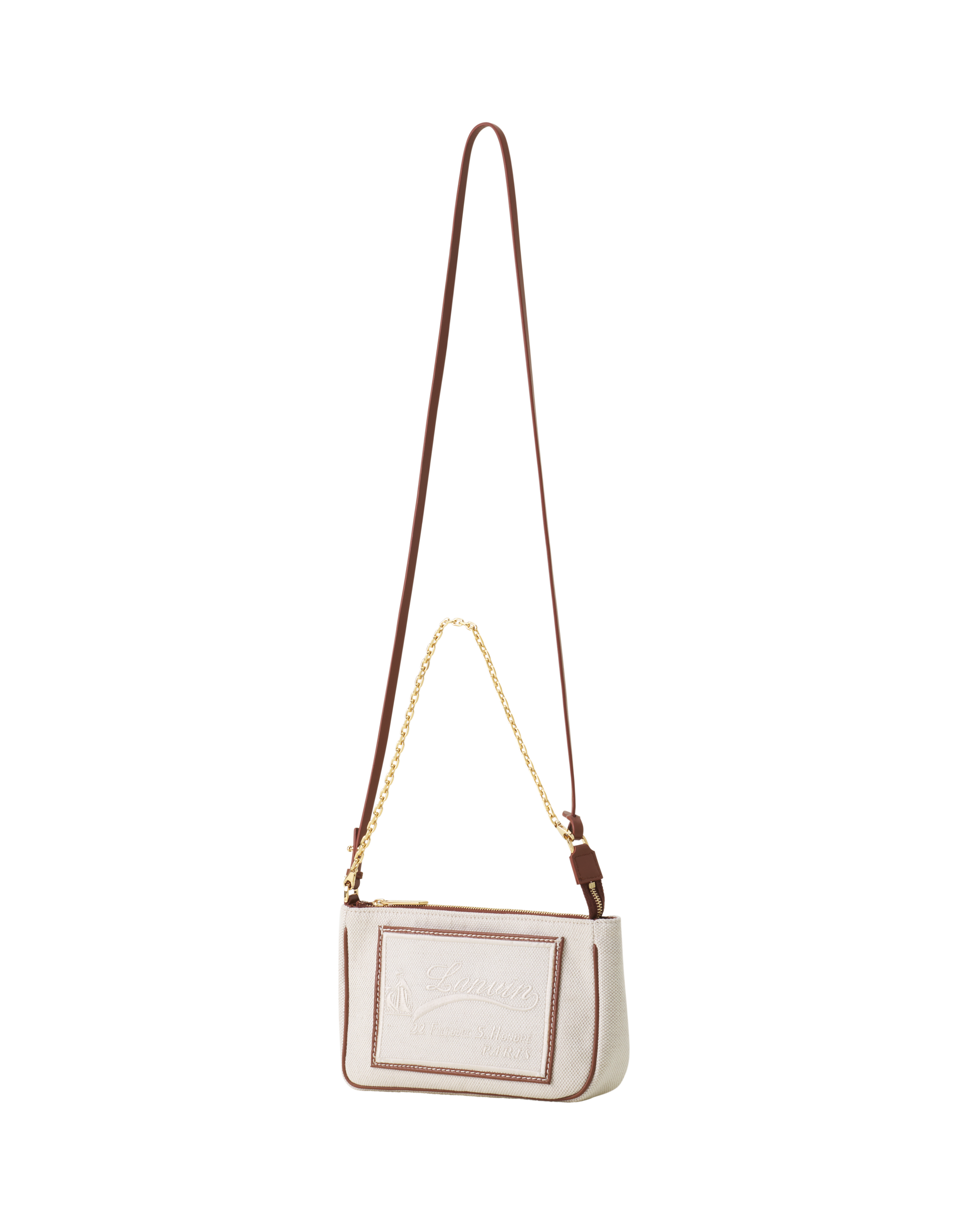 Lanvin Compagnon Small Zipped Sholder Bag In Canvas, Alternate, color, Brown