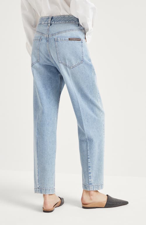 Brunello Cucinelli Loose Trousers With Monili In Light Denim