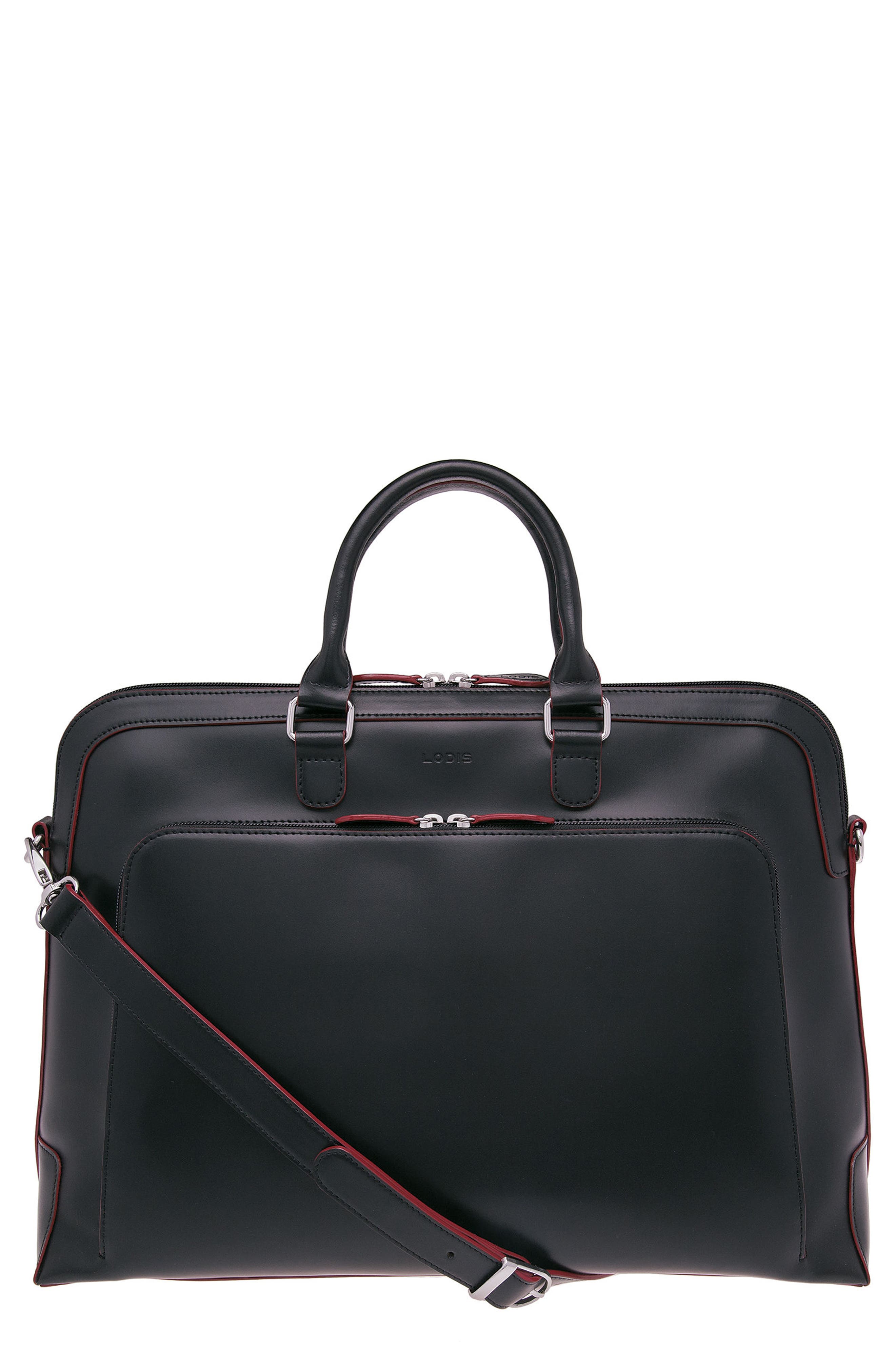 Lodis 'Audrey Brera' Leather Briefcase, Main, color, BLACK