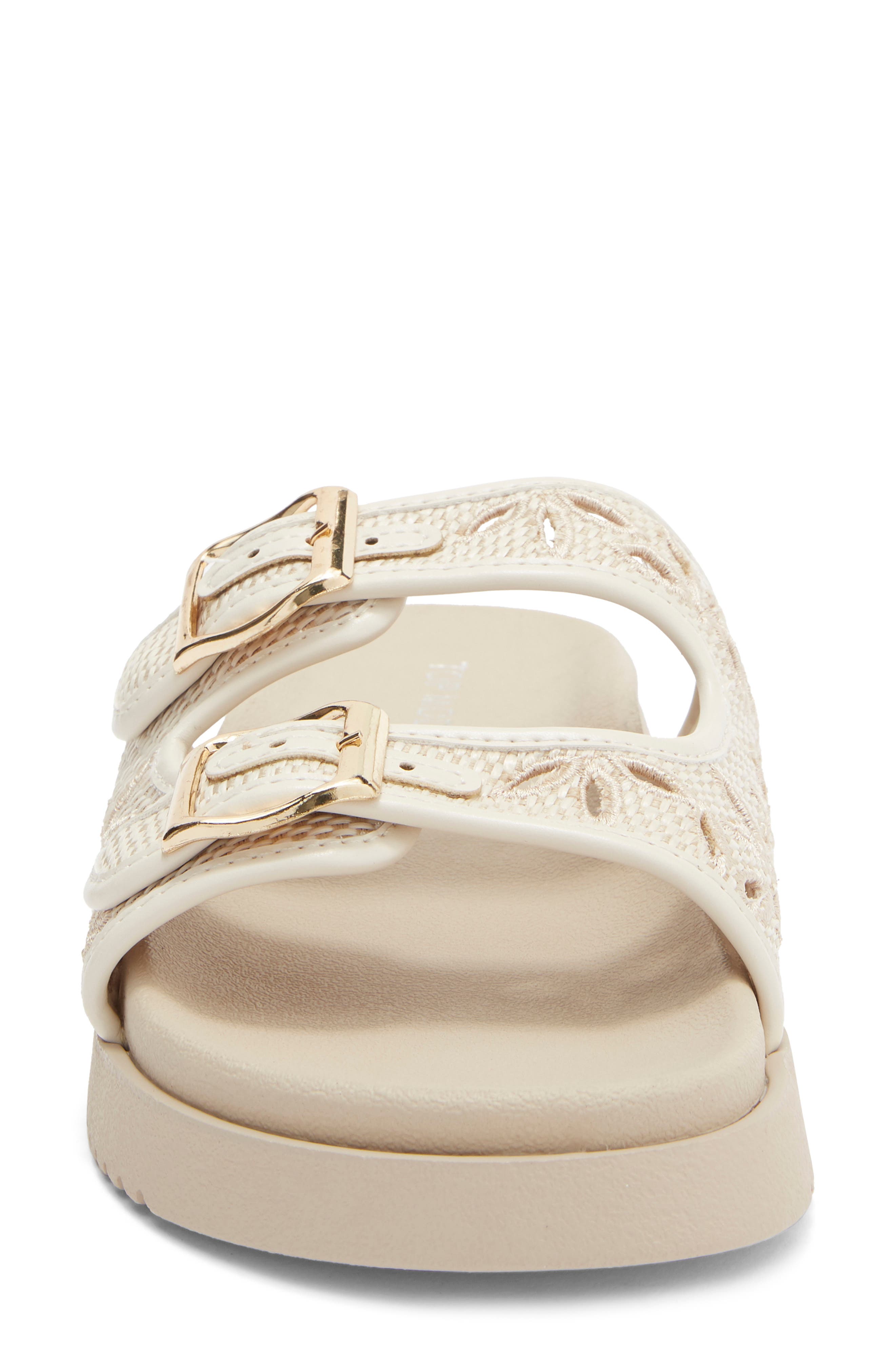 TOP MODA Alaska Slide Sandal, Alternate, color, Ivory Raffia