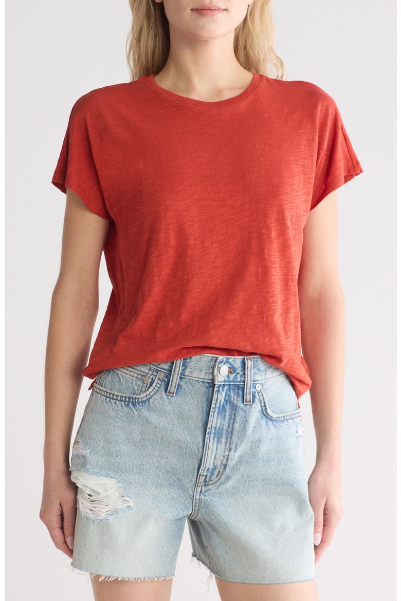 Gauze Slub Knit T-Shirt, Main, color, ETRUSCAN CLAY