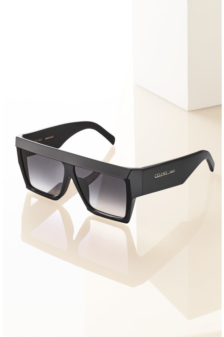 60mm Gradient Flat Top Sunglasses, Alternate, color, BLACK/ SMOKE