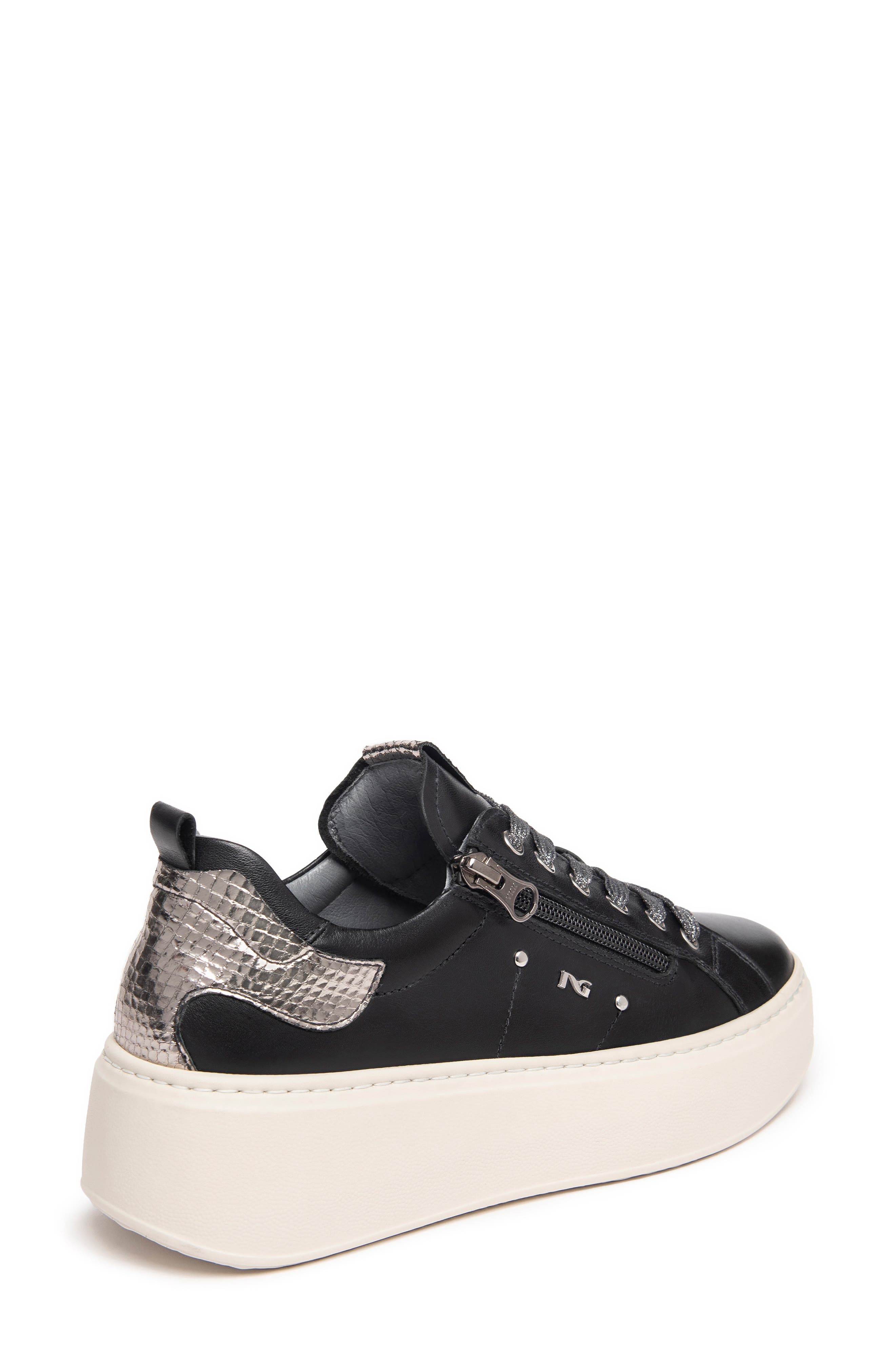 NeroGiardini Platform Wedge Sneaker, Alternate, color, Black
