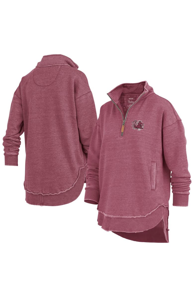 PRESSBOX Women's Pressbox Garnet South Carolina Gamecocks Northfork Sojourn Poncho Quarter-Zip Sweatshirt, Main, color,