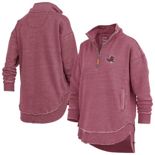 Pressbox Garnet South Carolina Gamecocks Northfork Sojourn Poncho Quarter-zip Sweatshirt In Pink