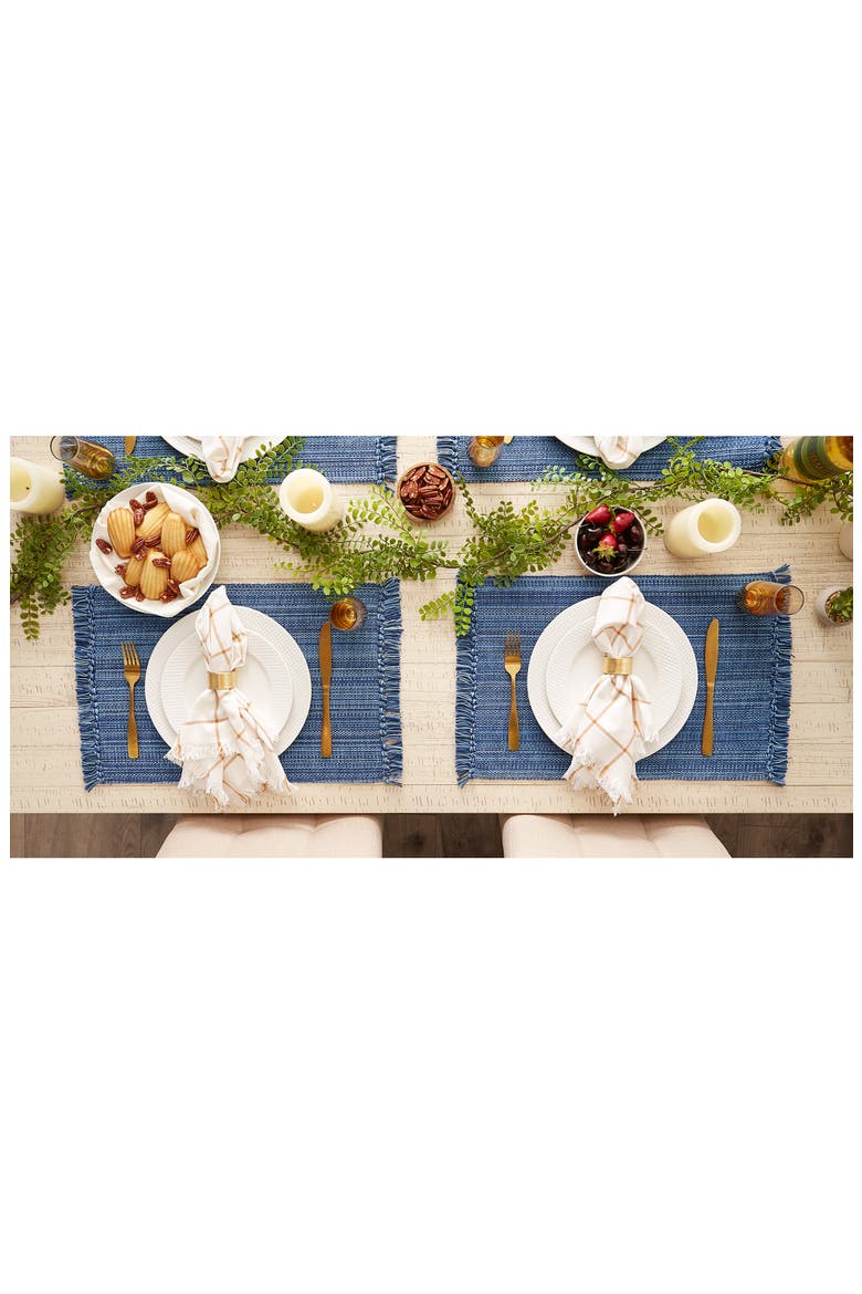 Variegated Fringe Set of 4 Placemats, Alternate, color, BLUE