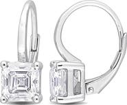 DELMAR Asscher Cut Moissanite Lever Back Earrings