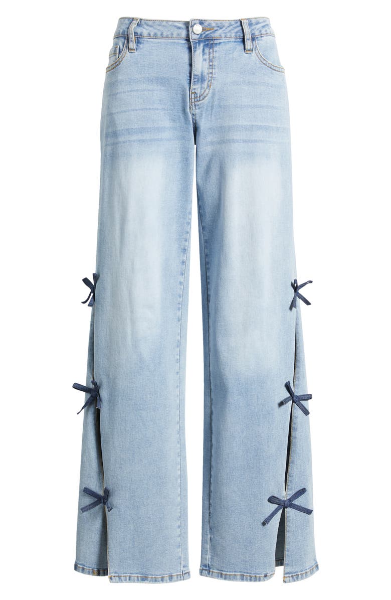 PTCL Low Rise Bow Side Slit Wide Leg Jeans, Alternate, color, 