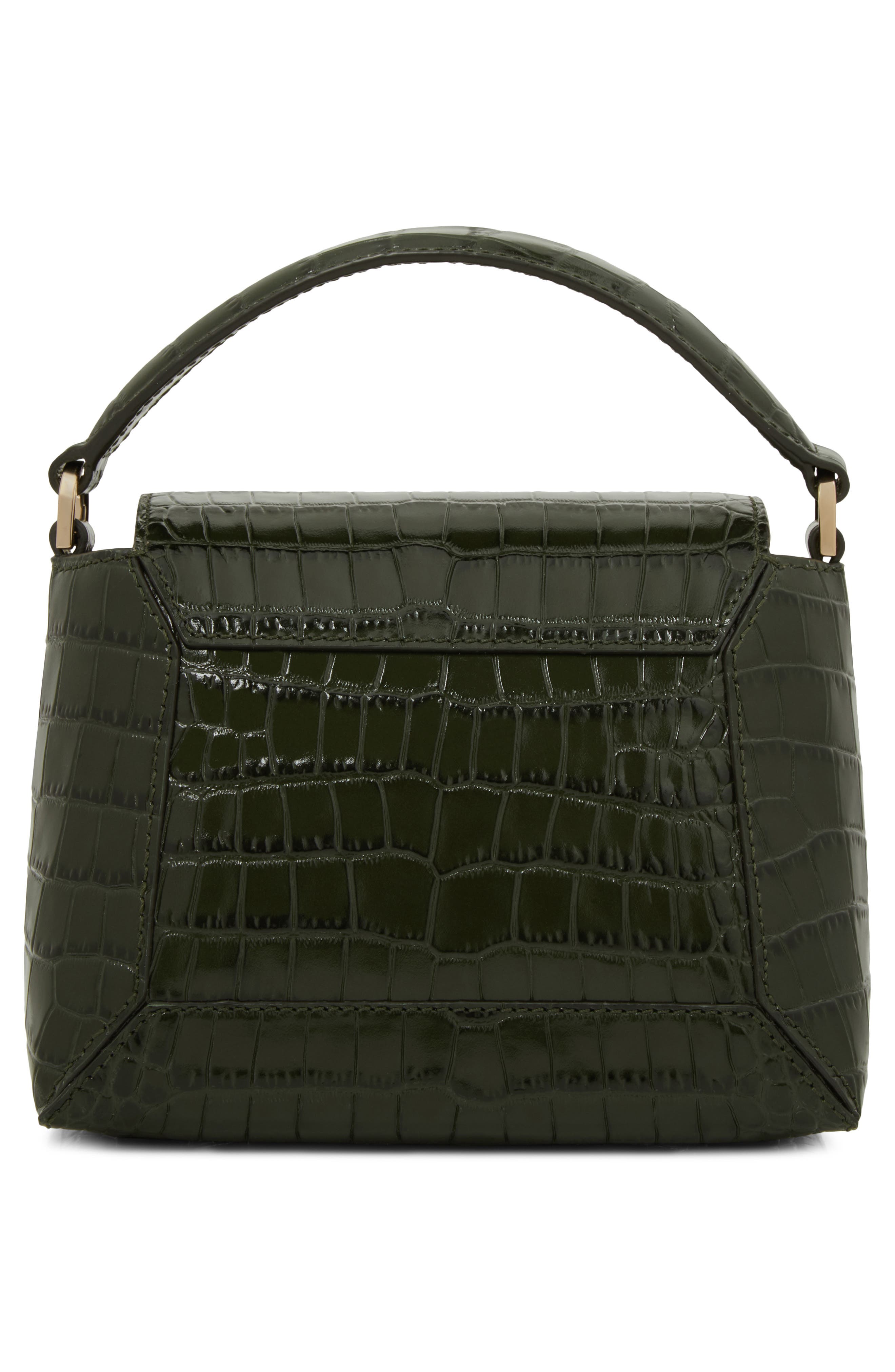 Nano Mosaic Croc Embossed Leather Handbag, Alternate, color, FOREST