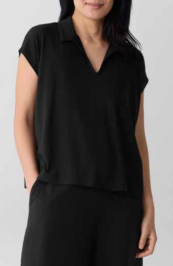 Eileen Fisher Boxy Johnny Collar Jersey Top