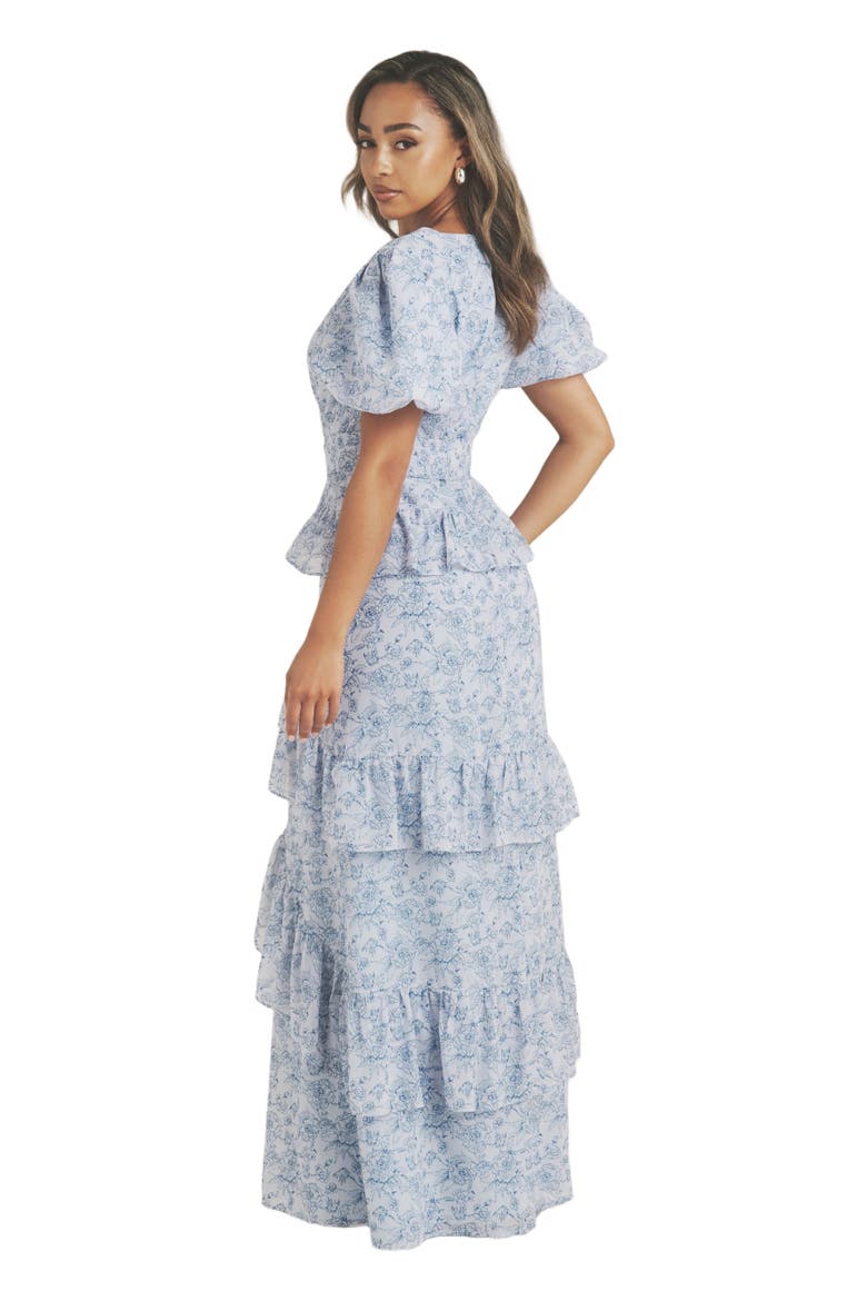 Freya Floral Belted Ruffle Maxi Dress, Alternate, color, Pale Blue