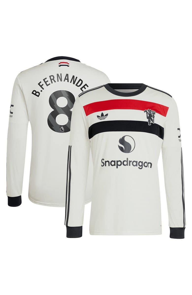 adidas Originals Men's adidas Originals Bruno Fernandes Cream Manchester United 2024/25 Third Replica Long Sleeve Jersey, Main, color, 