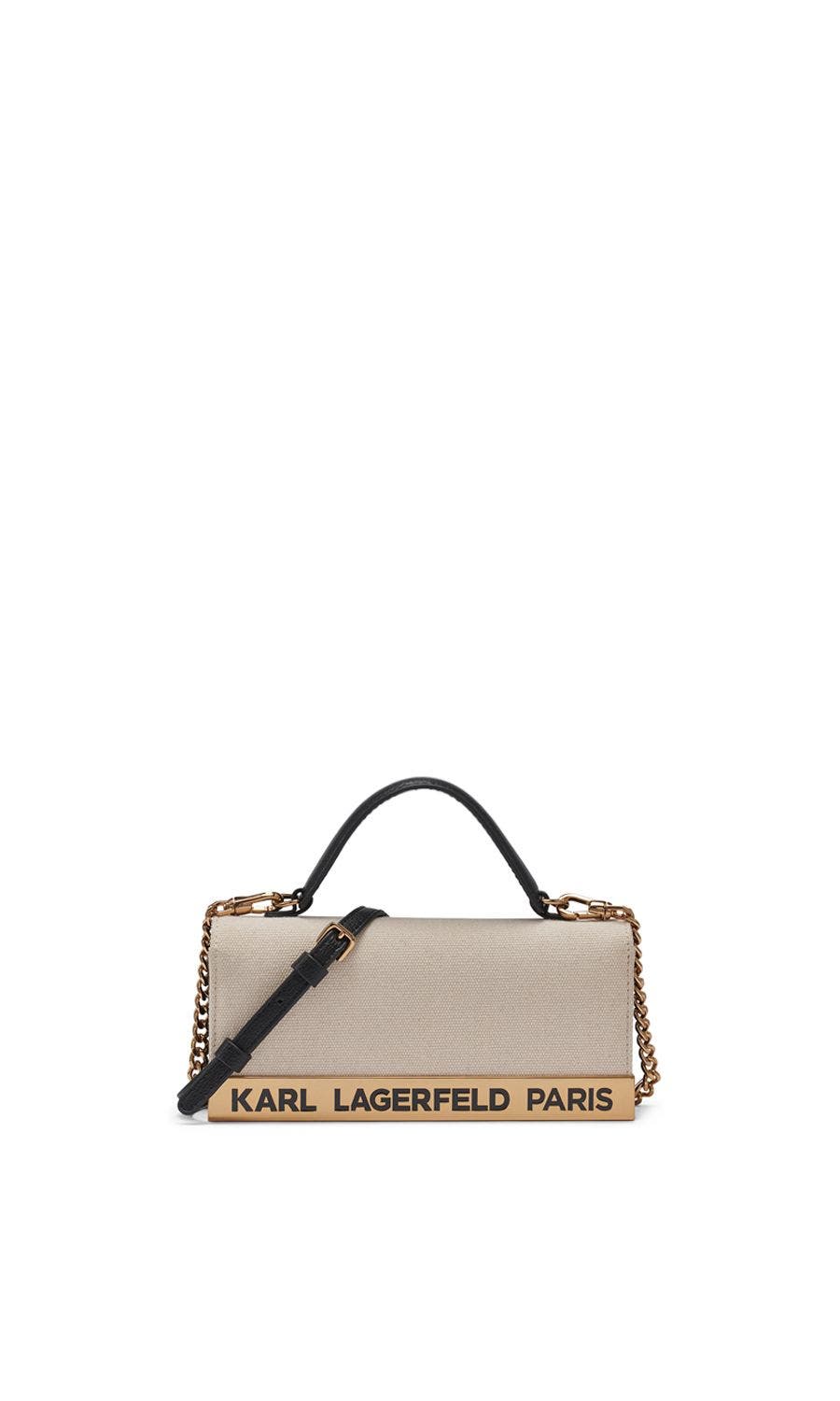 KARL LAGERFELD PARIS Jacqueline Canvas Crossbody, Main, color, Natural/Black