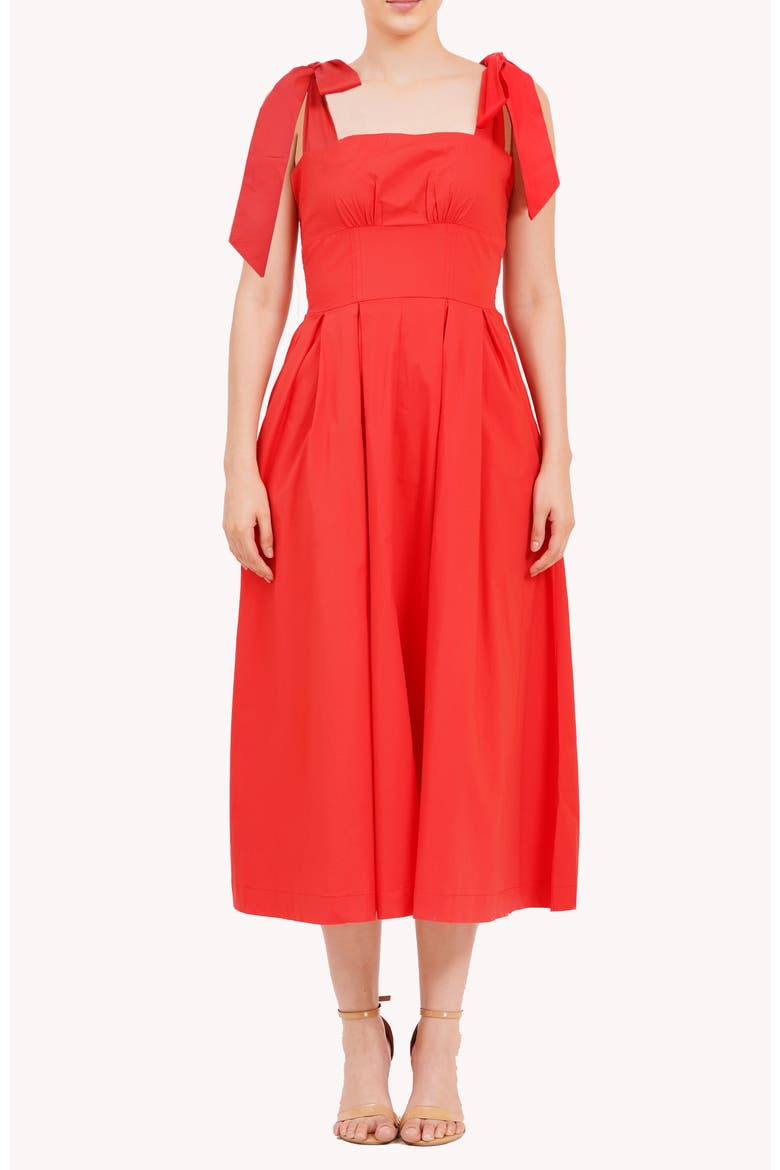 Penelope Bow Dress Poppy Red, Main, color, Poppy Red