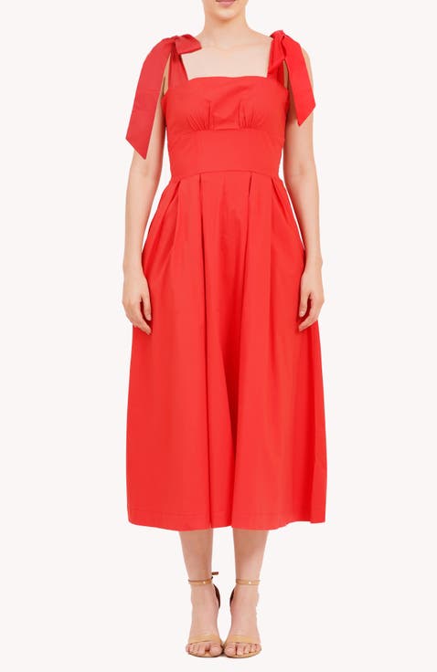 Penelope Bow Dress Poppy Red