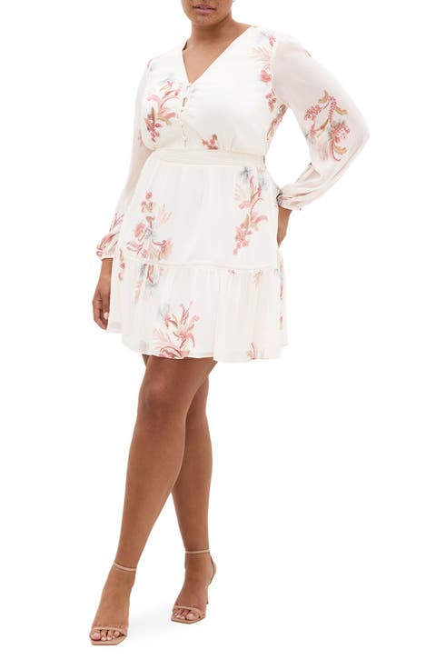 Kiki Long Sleeve Print Minidress