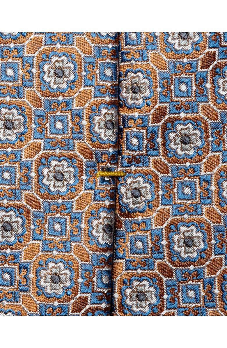 Eton Floral Medallion Silk Jacquard Tie, Alternate, color, Medium Orange