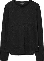 John Varvatos Vera Distressed Jacquard Long Sleeve Crewneck T-Shirt