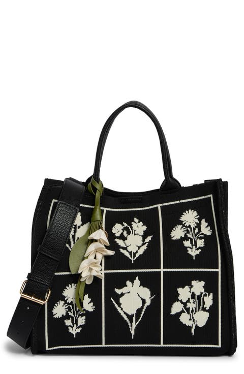 Floral Knit Square Satchel