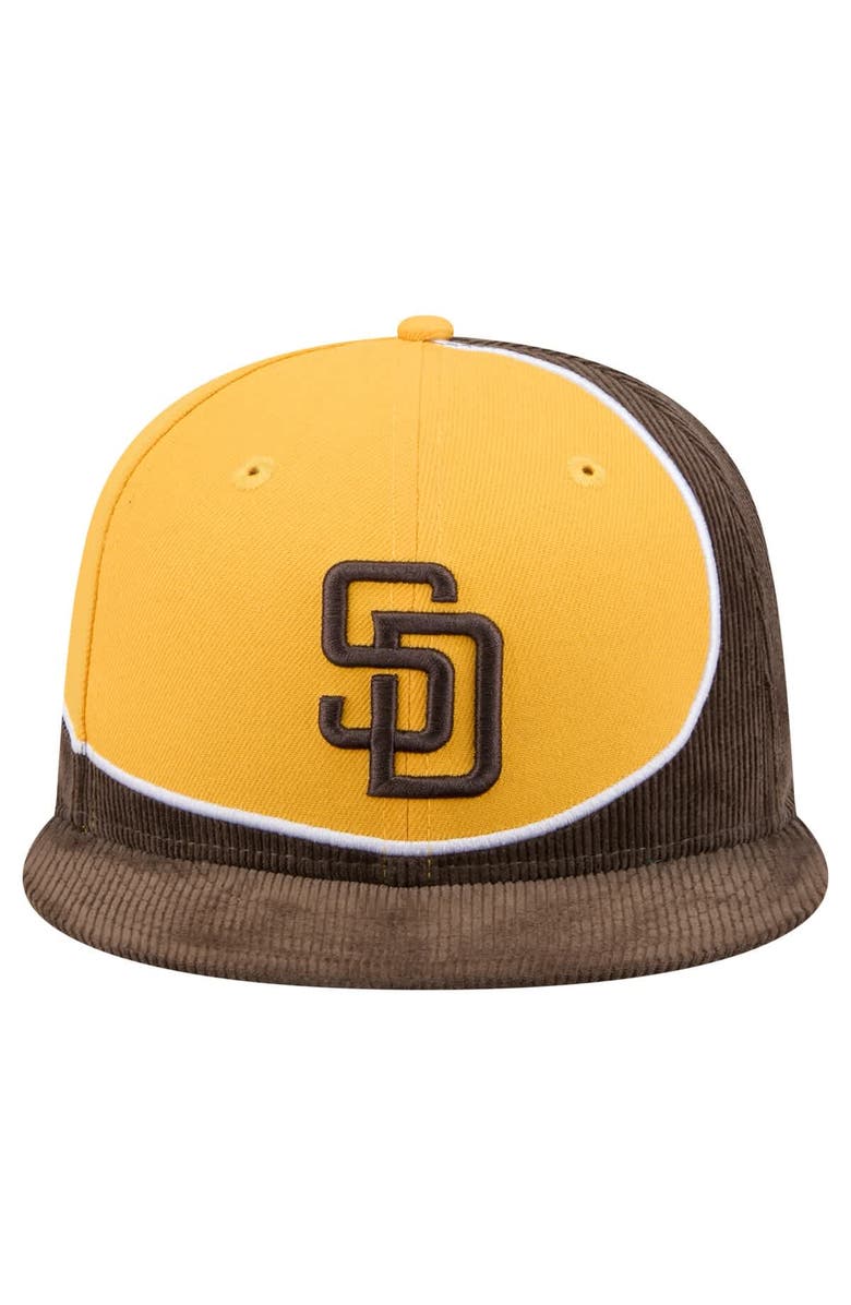 New Era Men's New Era Brown/Gold San Diego Padres Retro Split Corduroy Snapback Hat, Alternate, color, Brown