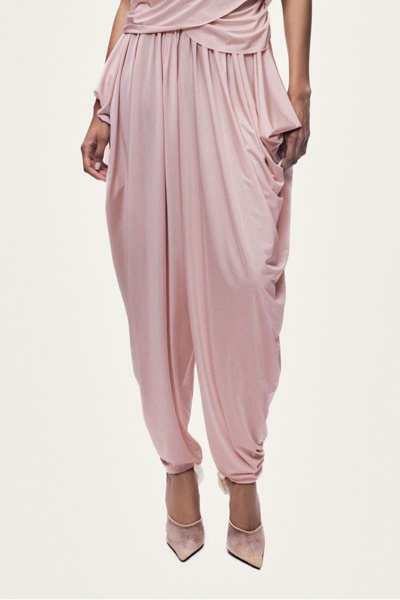 Draped Elastic Waist Harem Trousers, Main, color, Pink