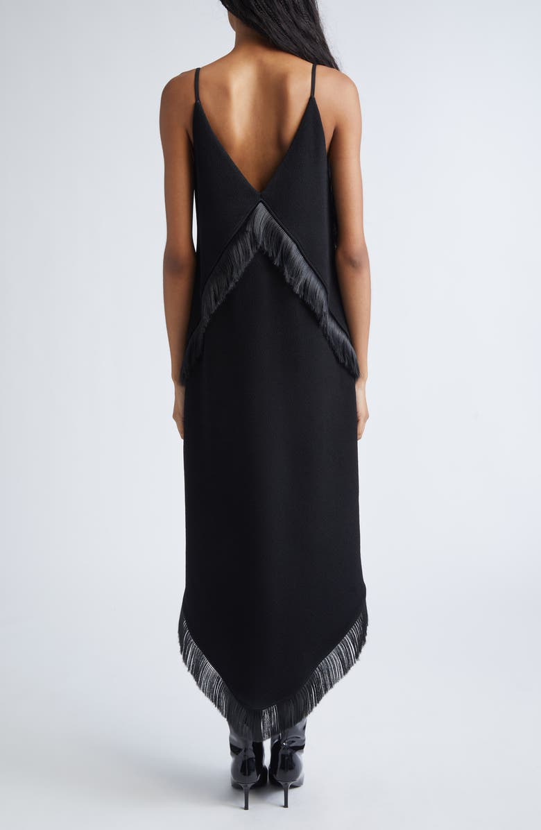 Jil Sander Asymmetric Fringe Crepe Dress, Alternate, color, Black