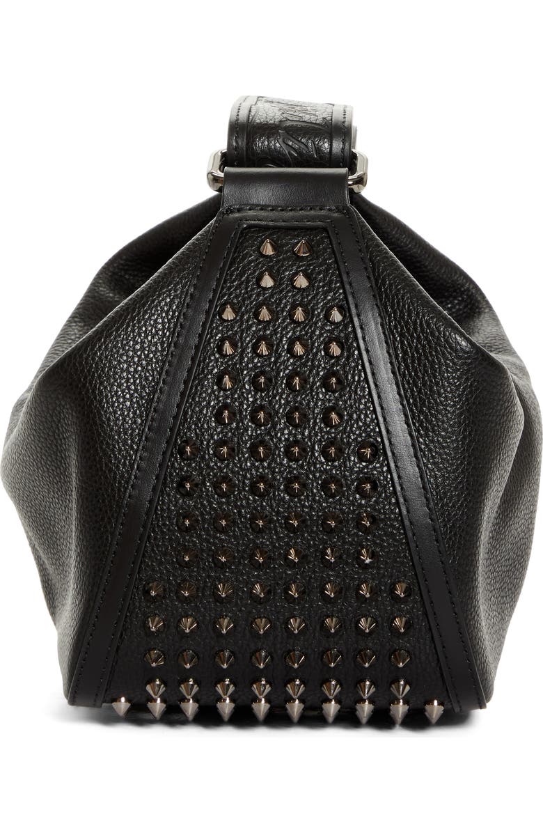 Christian Louboutin Funky Empire Spike Dopp Leather Top Handle Pouch, Alternate, color, Black/ Gun Metal