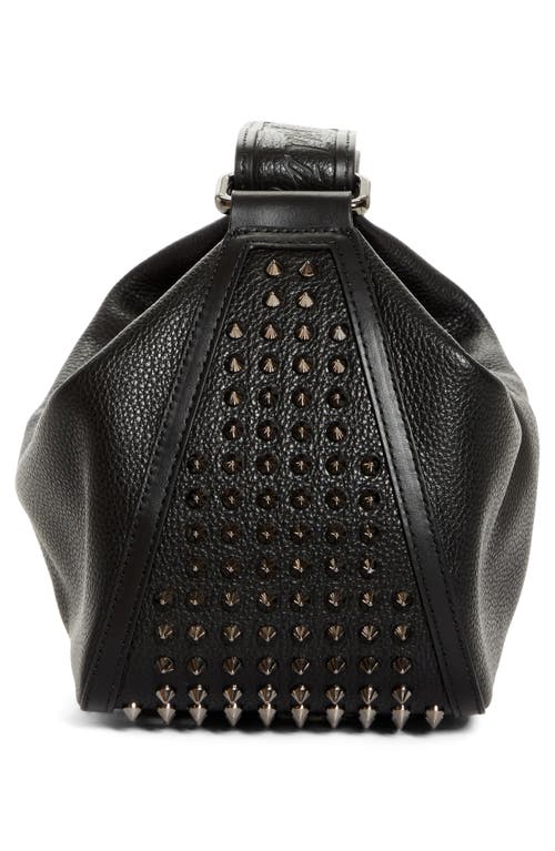 Christian Louboutin Funky Empire Spike Dopp Leather Top Handle Pouch In Black