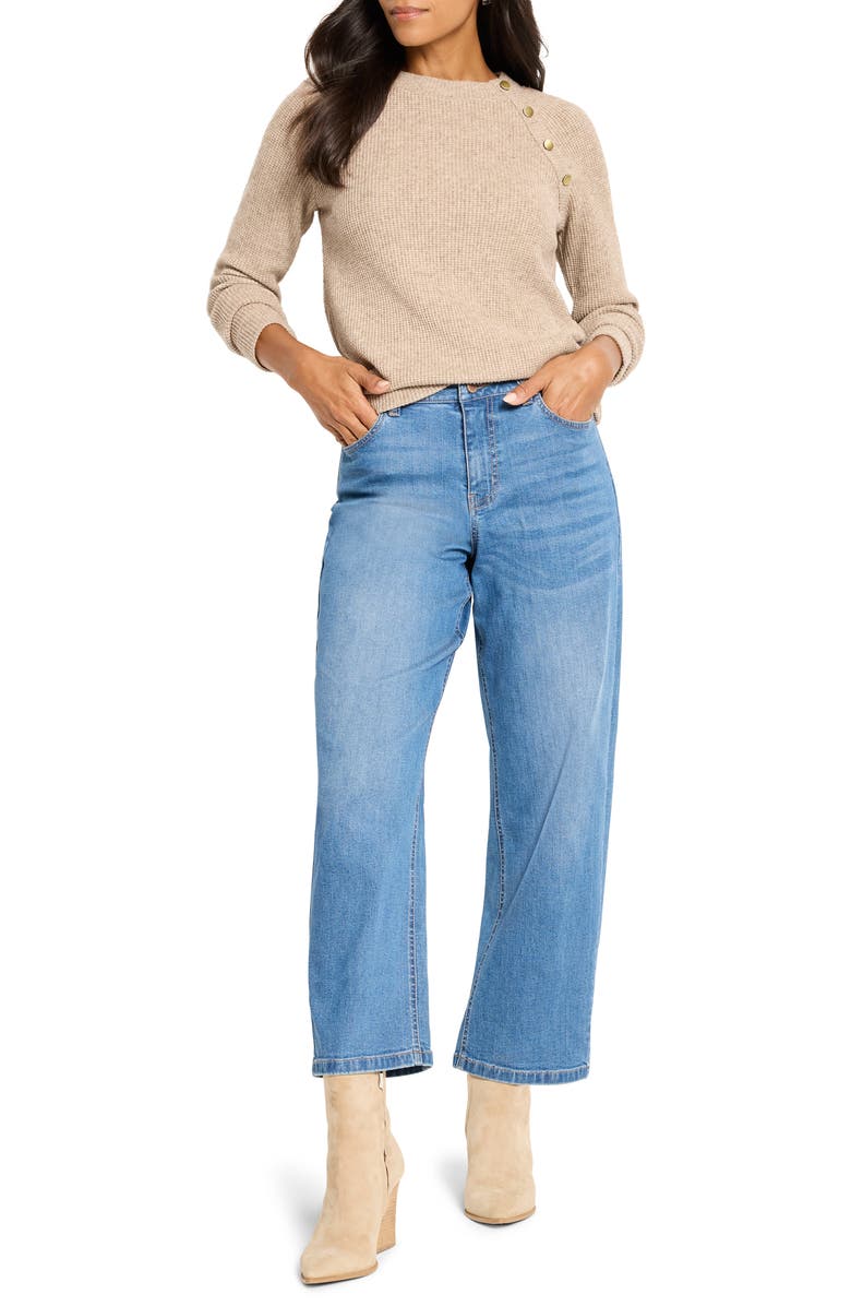 NIC+ZOE Thermal Knit Button Top, Alternate, color, Walnut