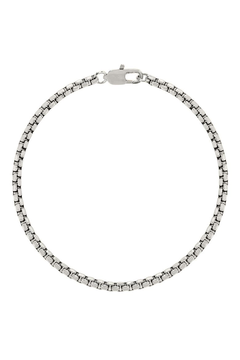 Men's Round Box Chain Necklace & Bracelet Set, Alternate, color, SILVER