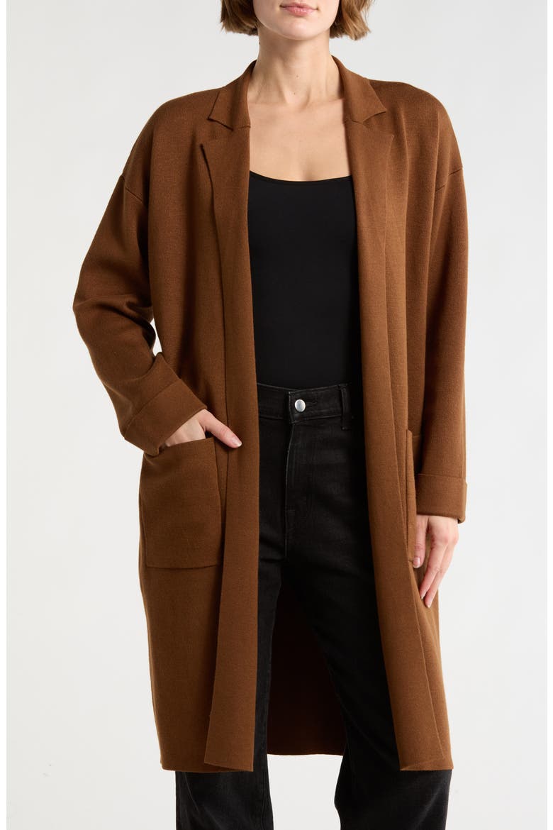 Patch Pocket Long Cardigan, Main, color, CAMEL