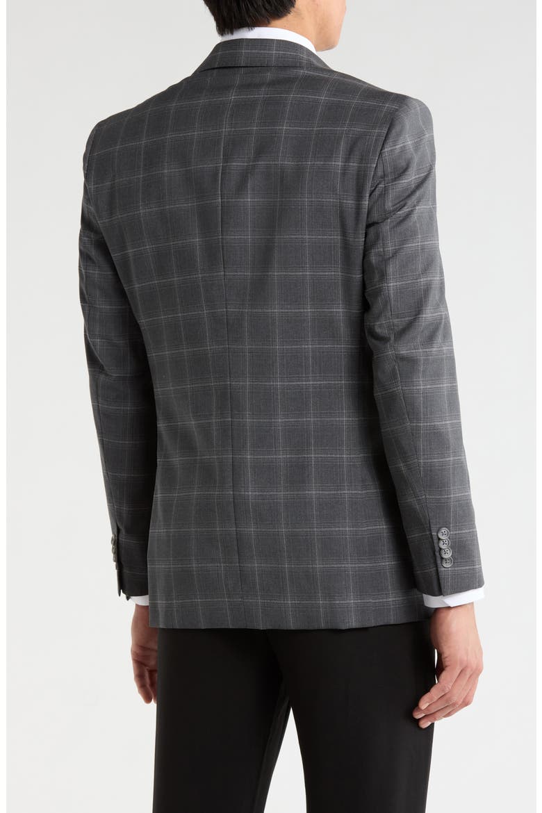 Slim Fit Plaid Stretch Knit Sport Coat, Alternate, color, BLACK