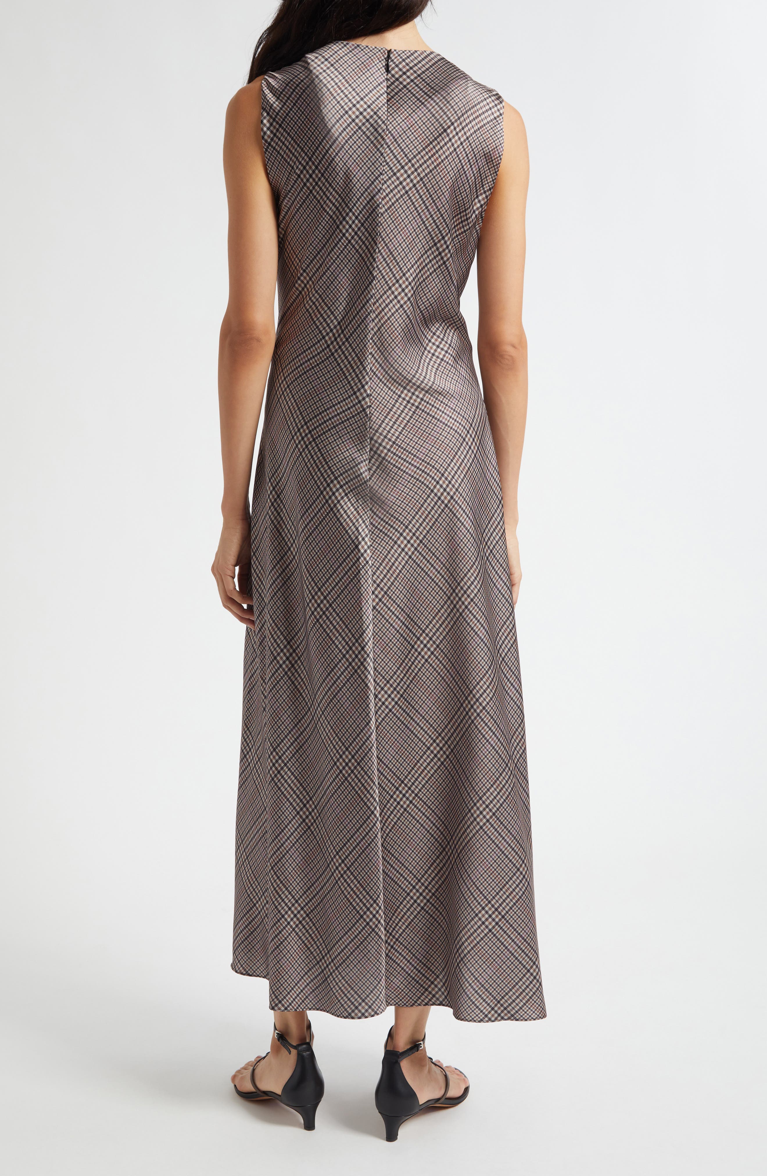 Pressed Plaid Cowl Neck Maxi Dress - image 2
