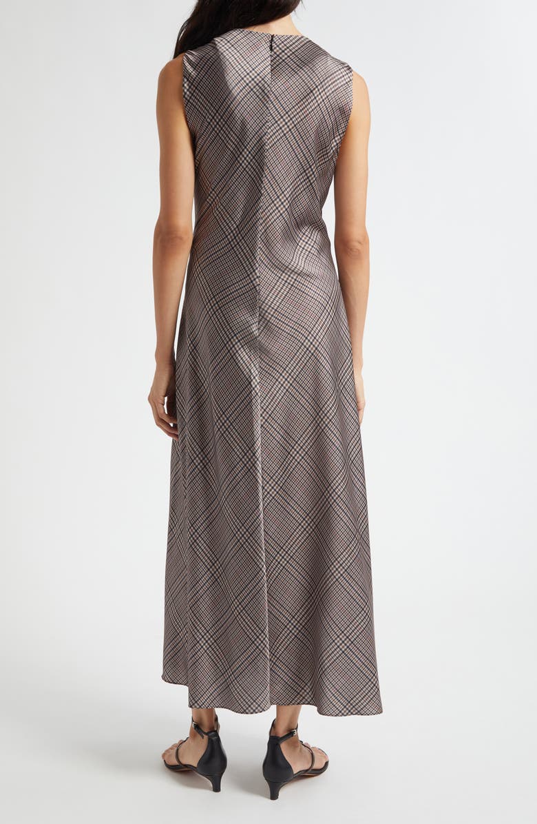 Vince Pressed Plaid Cowl Neck Maxi Dress, Alternate, color, Brown Multi Plaid