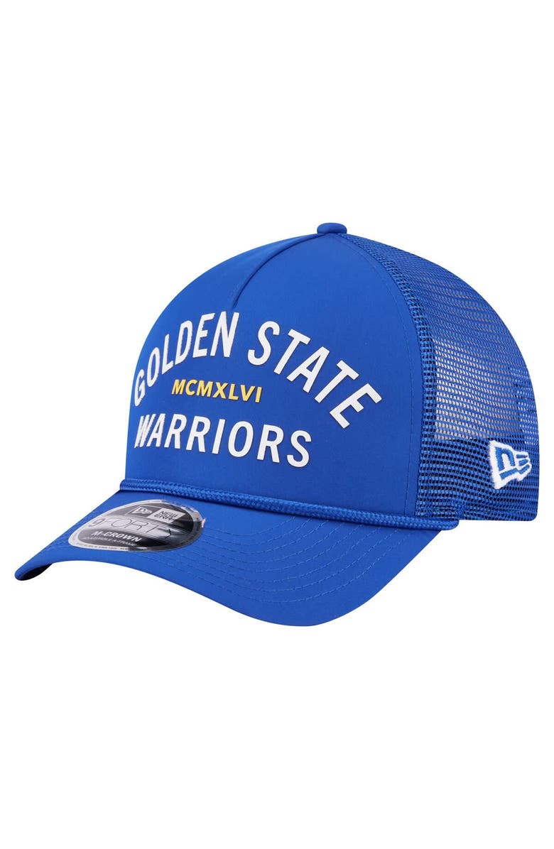 New Era Men's New Era Royal Golden State Warriors Minimalist A-Frame 9FORTY Trucker Hat, Main, color, Royal