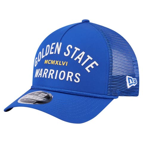 Men's New Era  Royal Golden State Warriors Minimalist A-Frame 9FORTY Trucker Hat
