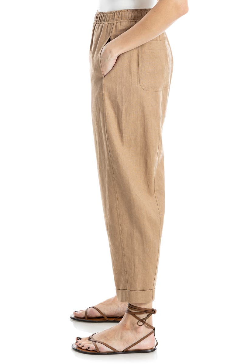 MAX STUDIO Cuffed Crop Linen Blend Barrel Leg Pants, Alternate, color, Moch5545-Mocha-55L/ 45R