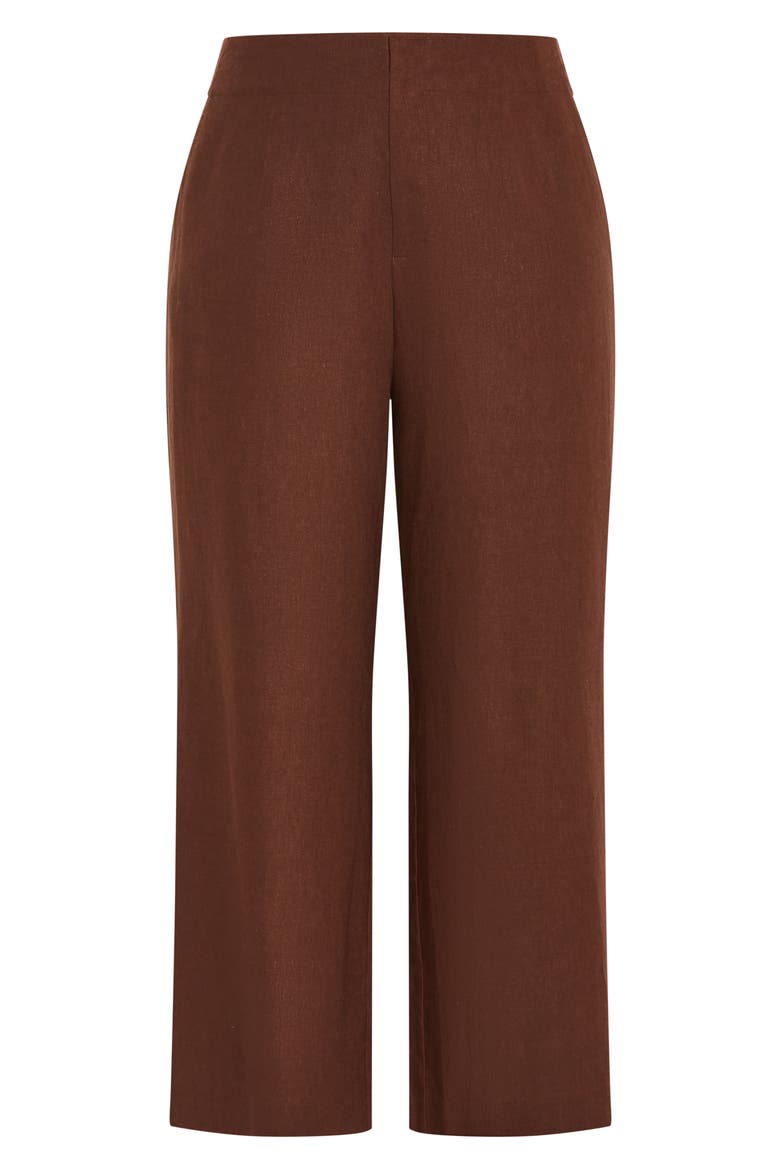 Viven Linen Blend Wide Leg Pants, Alternate, color, CHOCOLATE