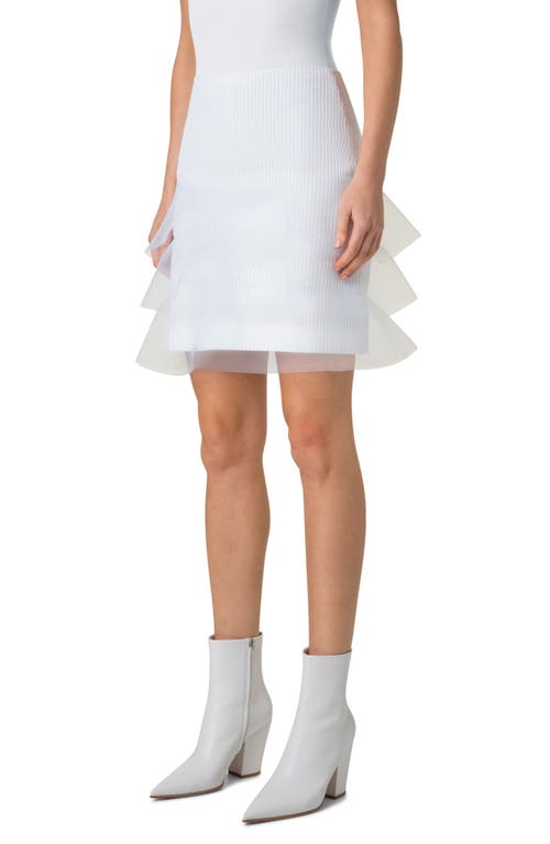 Akris Hatband Ruffle Rib Skirt In Pure White