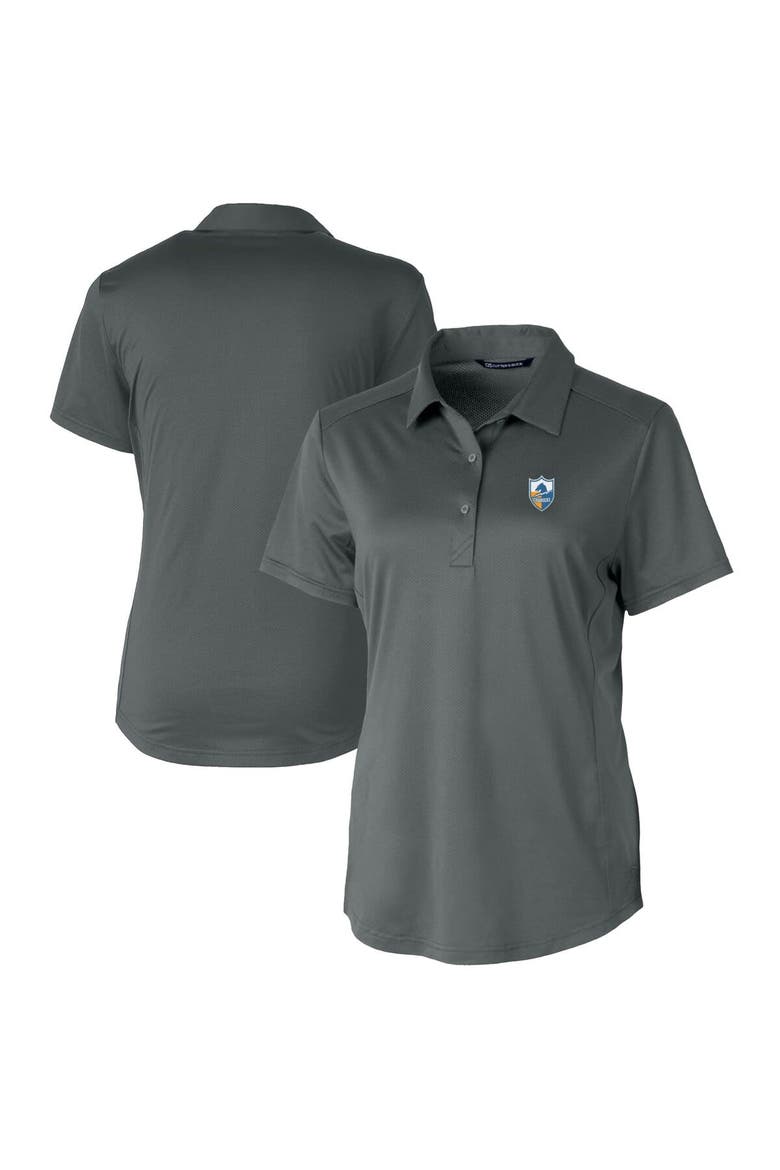 Women's Cutter & Buck Steel Los Angeles Chargers Throwback Logo Prospect Textured Stretch Polo, Main, color, Steel