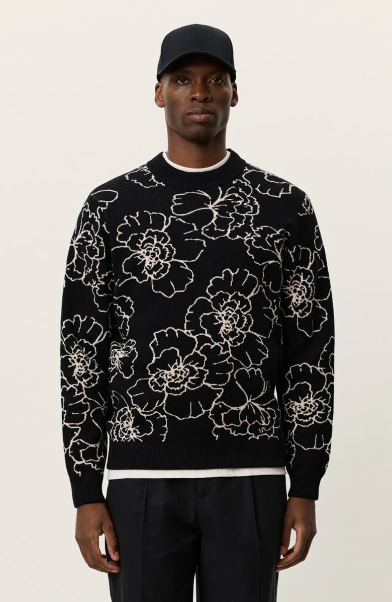 Les Deux Gaston Poppy Jacquard Sweater, Alternate, color, Black