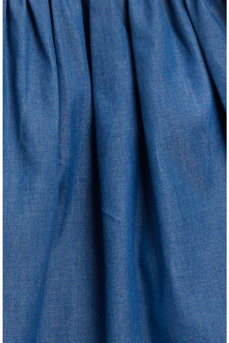Smocked Cotton Denim Dress with Bloomers, Alternate, color, BLU