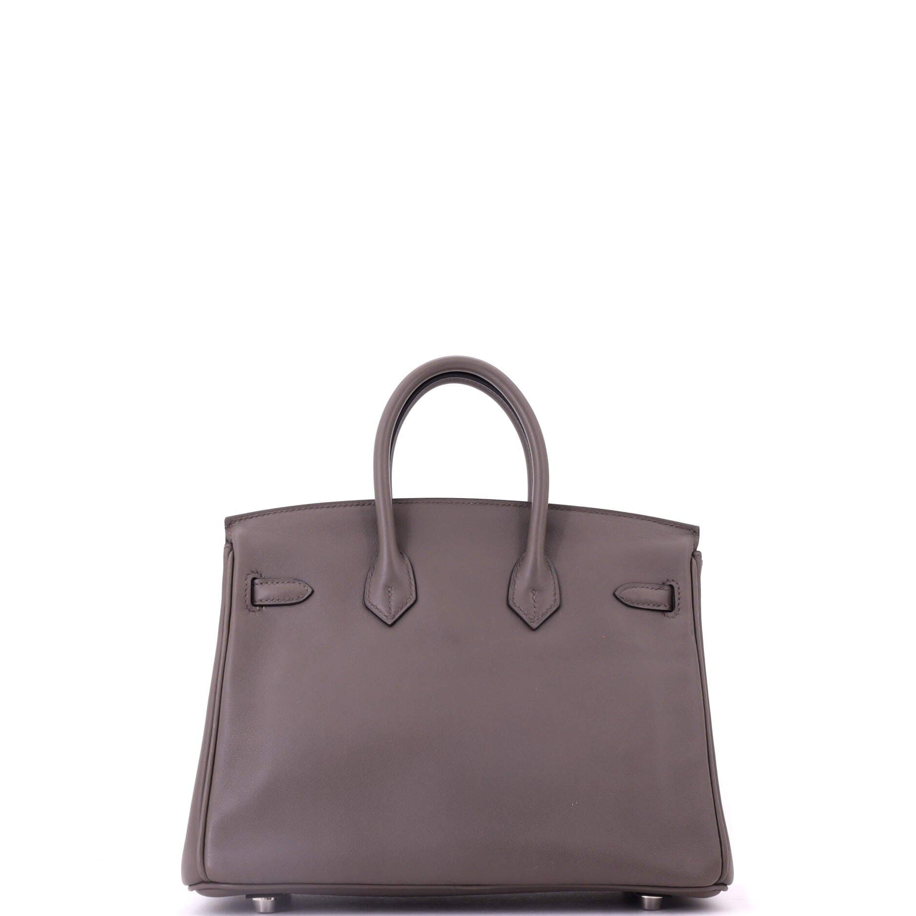 Pre-Owned Hermes Birkin Handbag Grey Swift with Palladium Hardware 25, Alternate, color, Etain