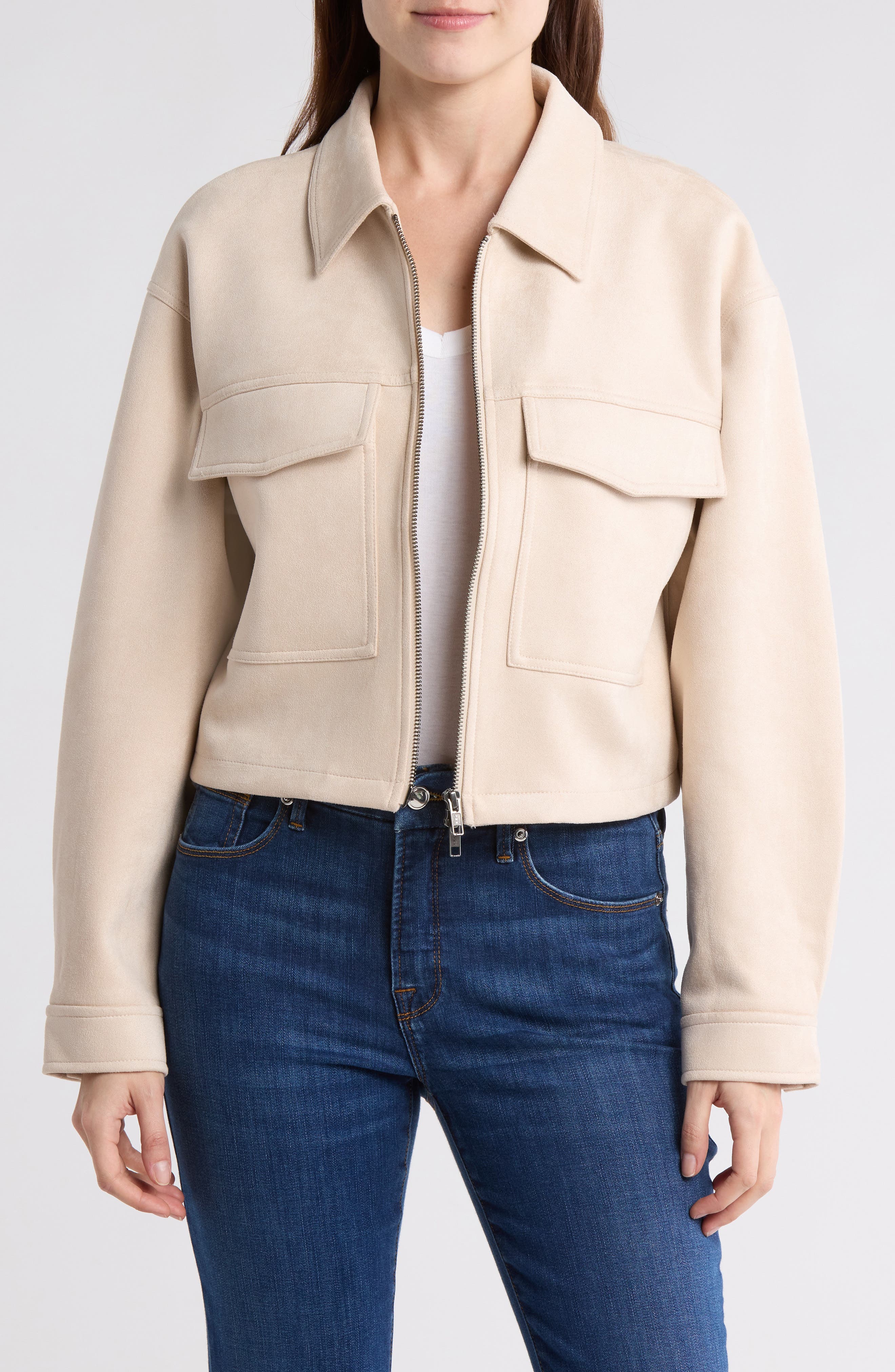 Melrose and Market Faux Suede Crop Jacket